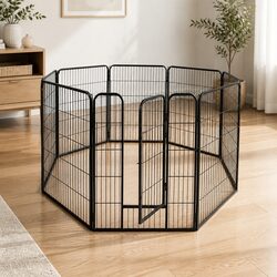 Durable 8 Panel Dog Playpen with Lockable Gate