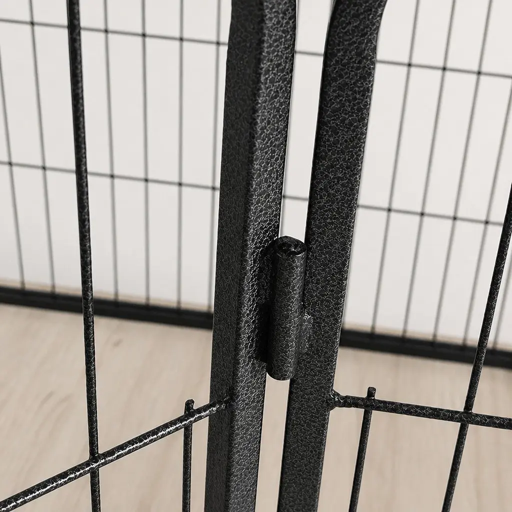 8 Panel Pet Playpen Steel Foldable Portable Black