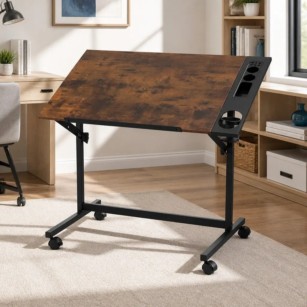 Drafting Table MDF 100 x 60 x 77-107 cm Rustic Brown