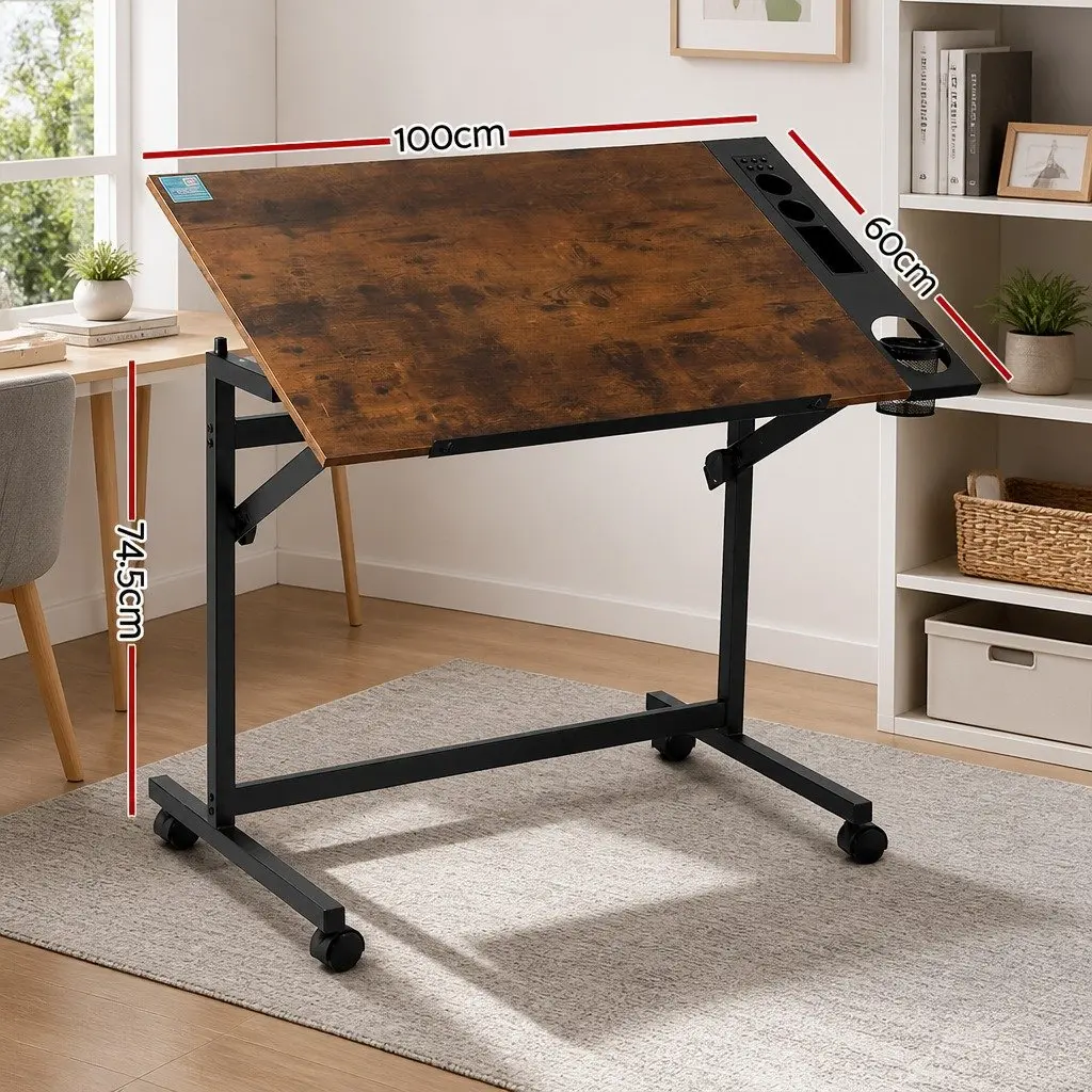 Drafting Table MDF 100 x 60 x 77-107 cm Rustic Brown