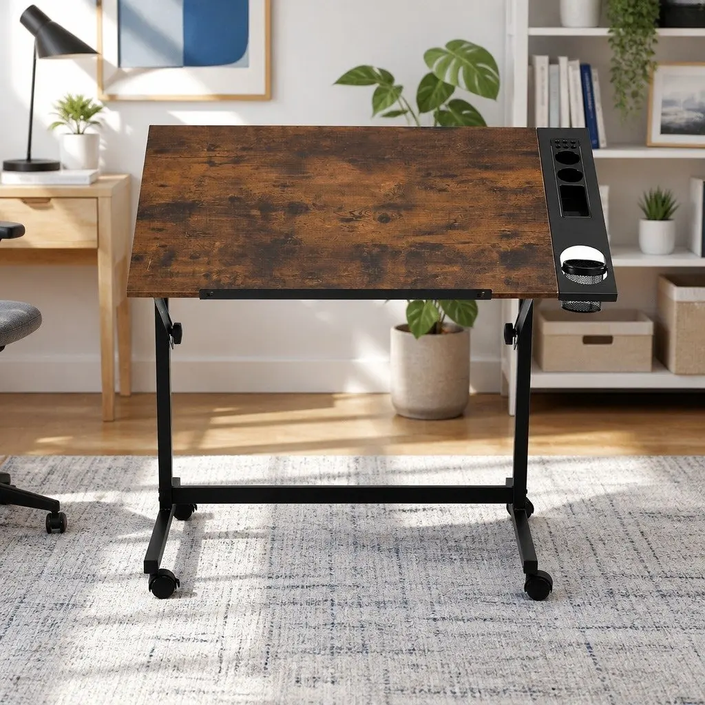 Drafting Table MDF 100 x 60 x 77-107 cm Rustic Brown