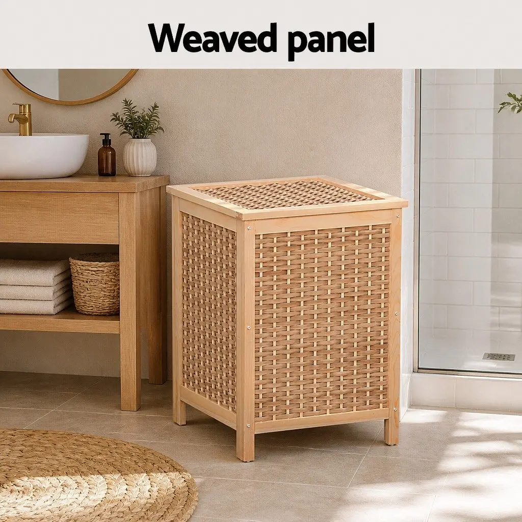 Laundry Hamper Wooden Pine Frame Natural 38cm x 38cm x 55cm