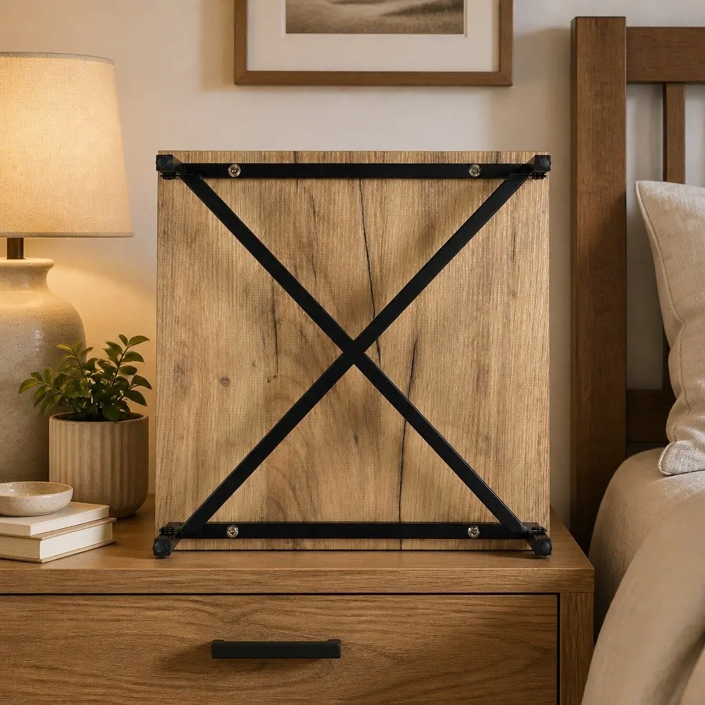 Bedside Table with Drawers and Display Shelf