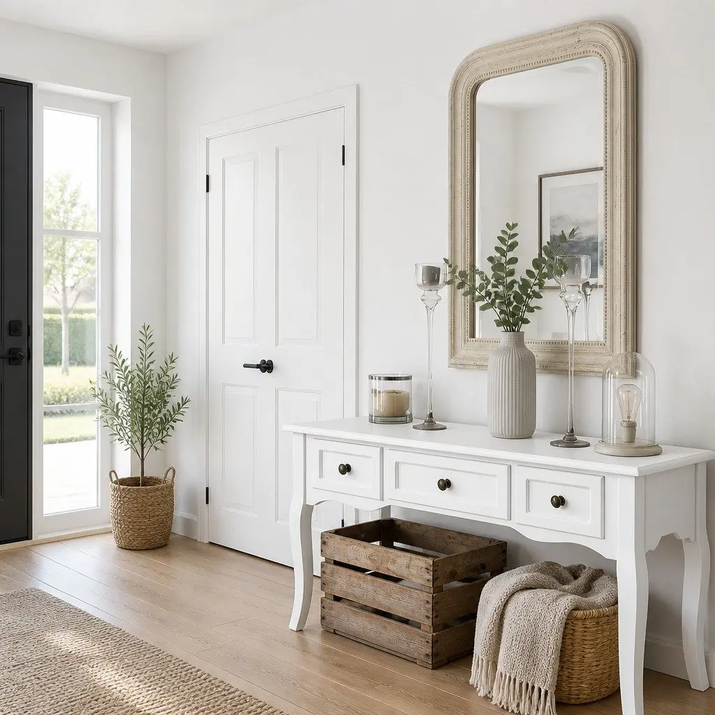 Console Table MDF Paulownia Wood 91cm x 40cm x 80cm White