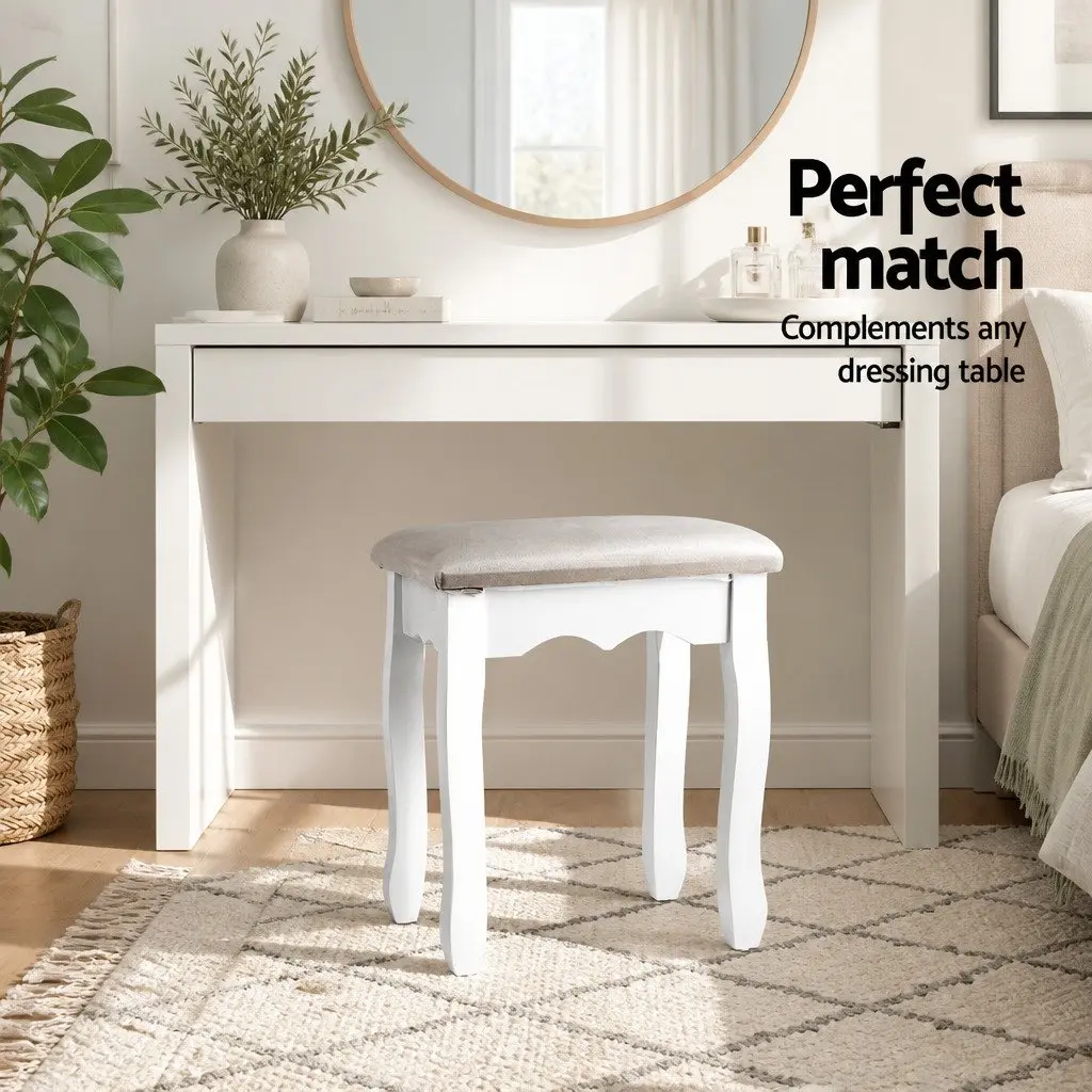French Provincial Velvet Grey Dressing Table Stool