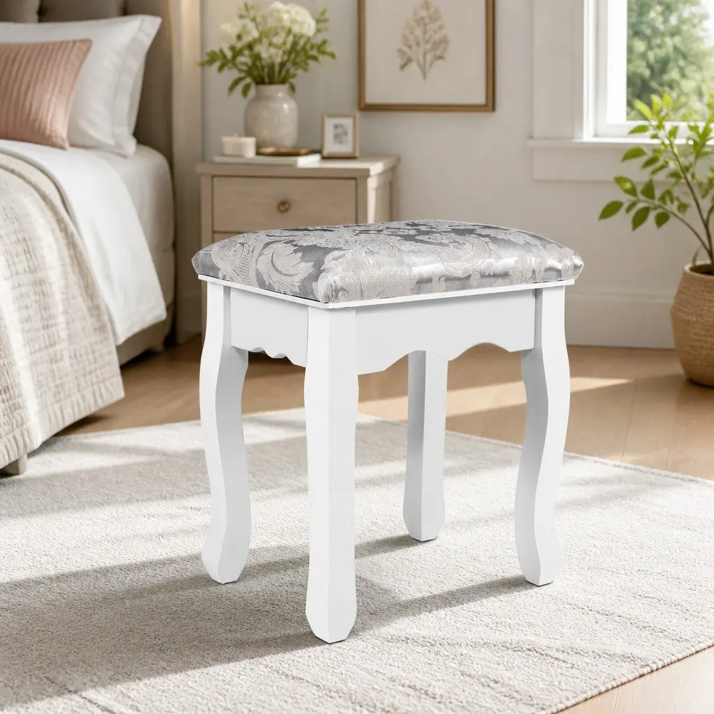 White Velvet Dressing Stool for Bedroom