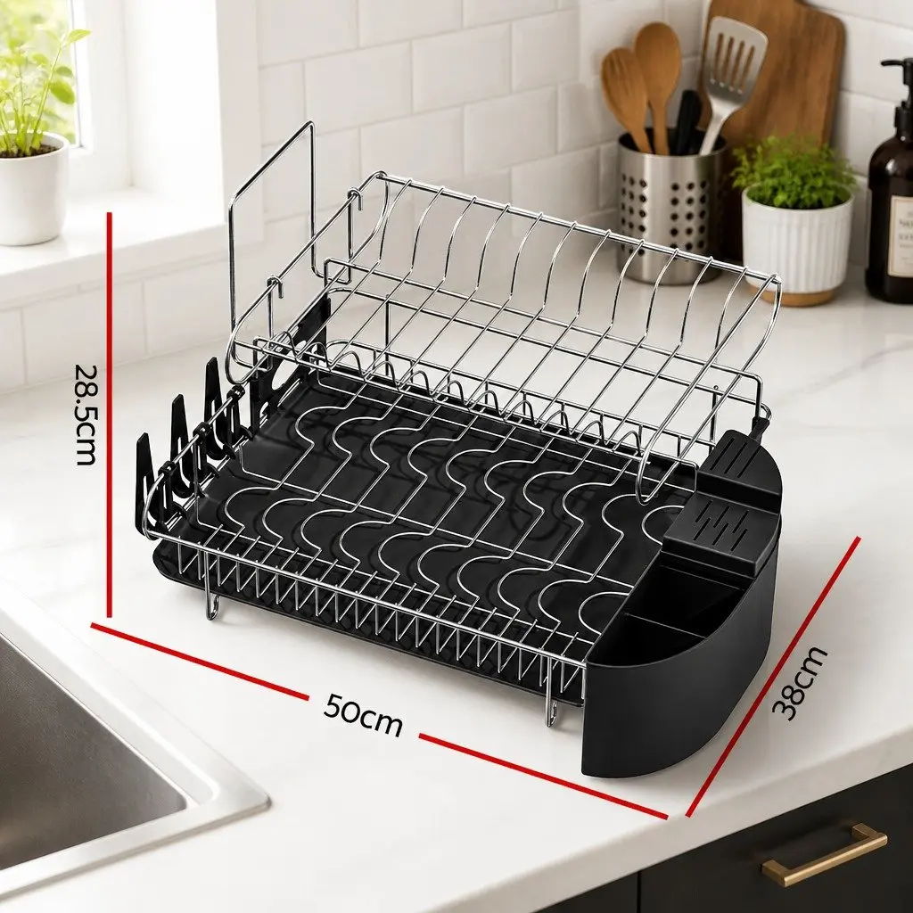 2-Tier Dish Rack with Cutlery Tray and Cup Holder