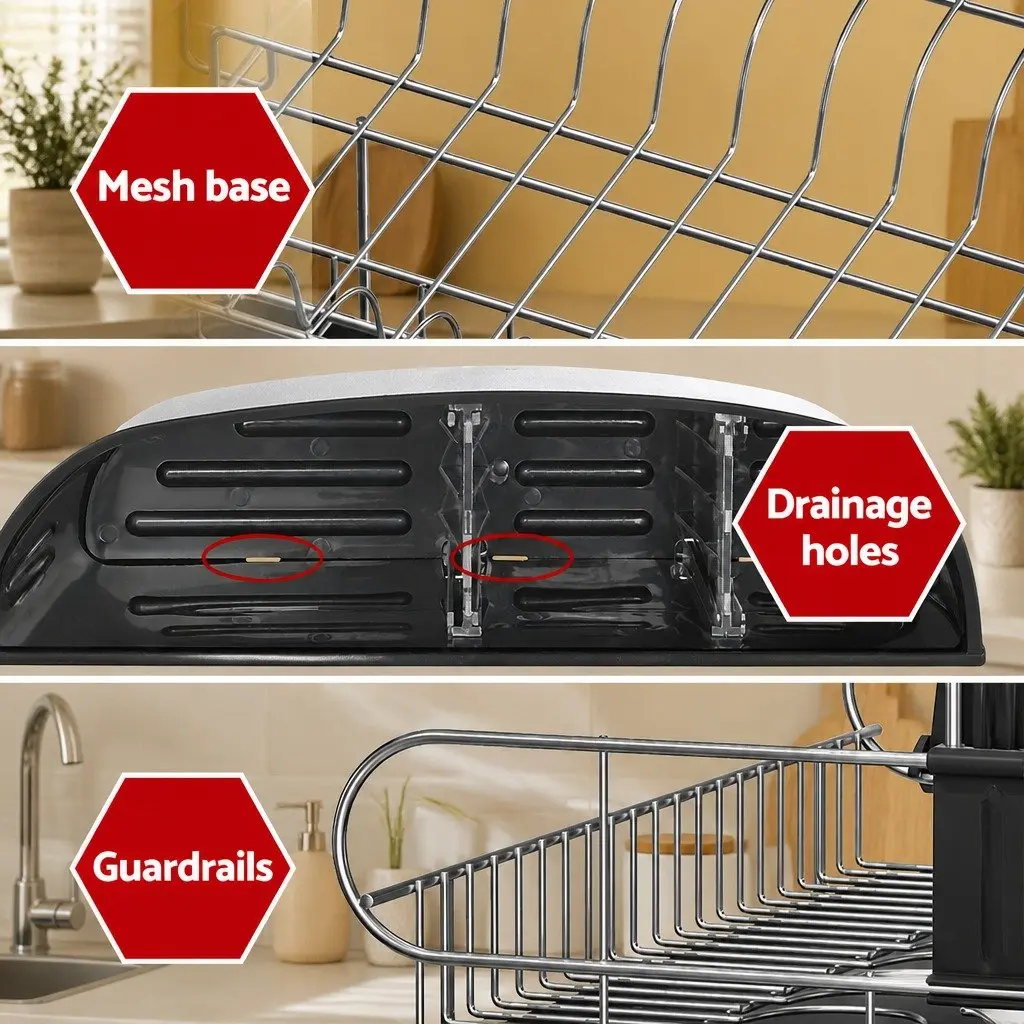 2-Tier Dish Rack with Cutlery Tray and Cup Holder