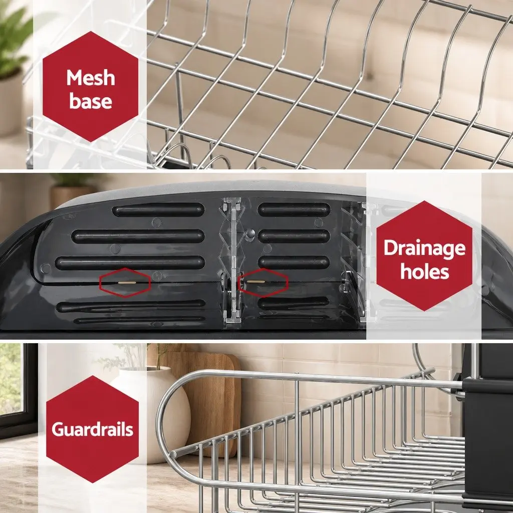 2-Tier Dish Rack with Cutlery Tray and Cup Holder