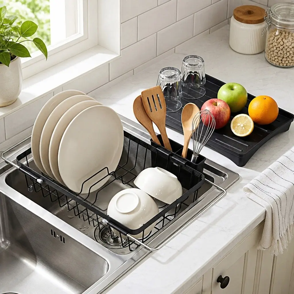 Dish Drying Rack Polypropylene Iron Black