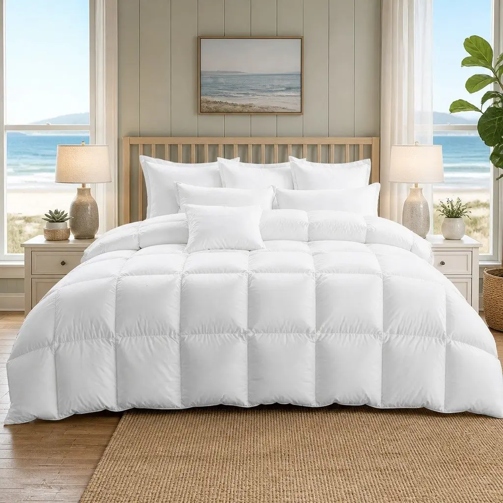 Duck Down Feather Quilt 200GSM Super King Lightweight Breathable White Bedding Doona