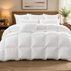 Premium Super King Goose Down Feather Quilt for All Seasons