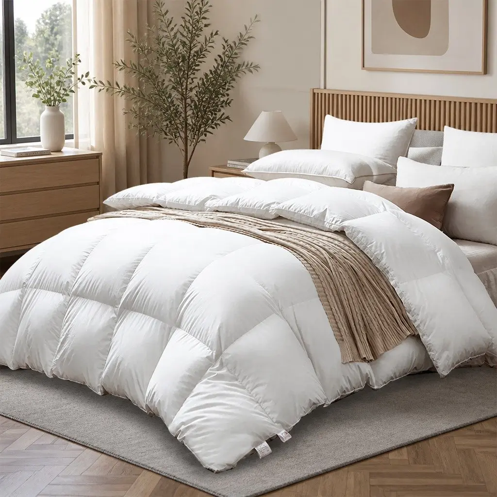 Goose Down Feather Quilt Super King Bed Doona All Season Lightweight Breathable