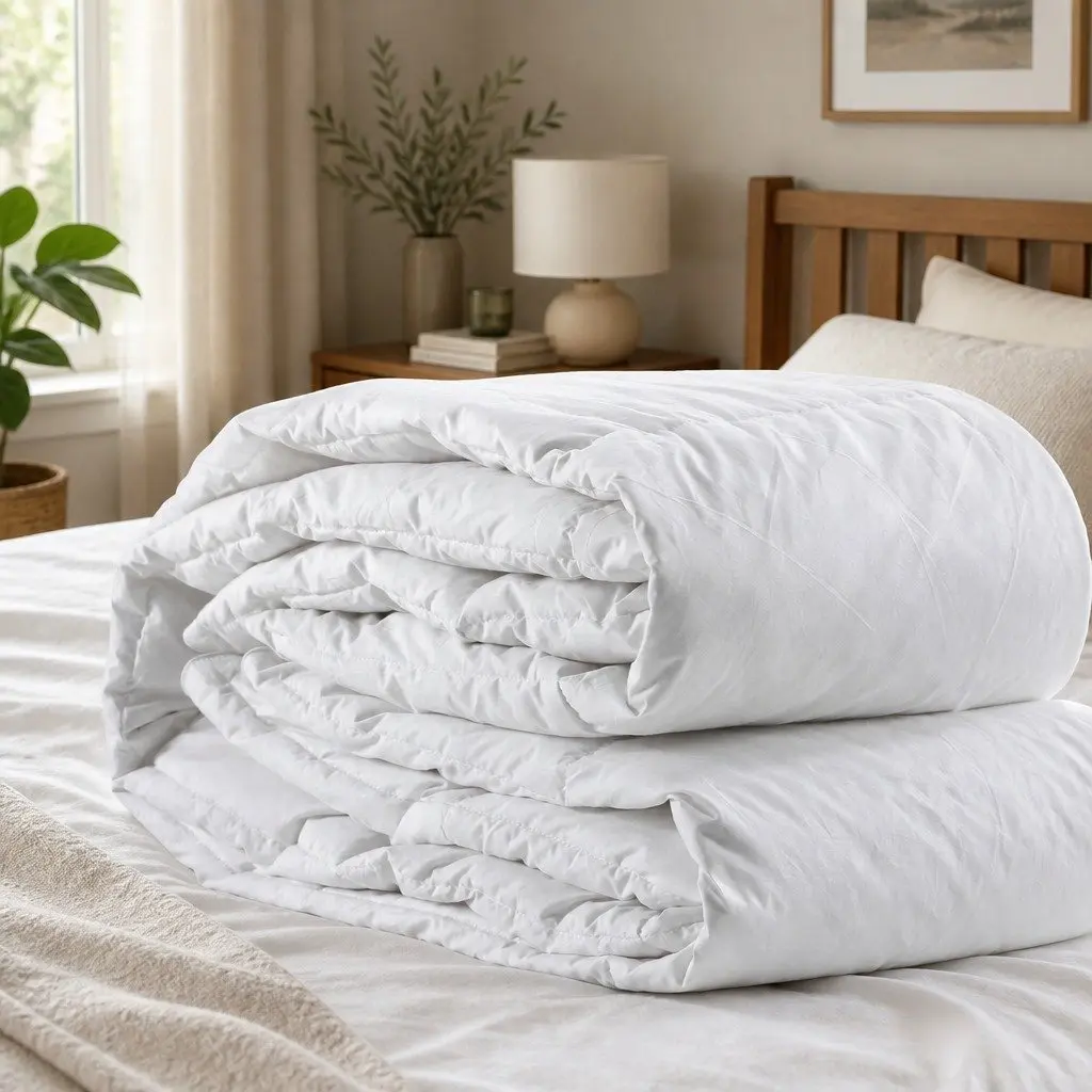 Goose Down Feather Quilt Cotton 700GSM Queen Size White All Season Warm Doona Bedding