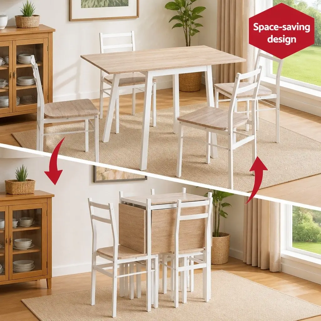 5-Piece Foldable Dining Table and Chairs Set