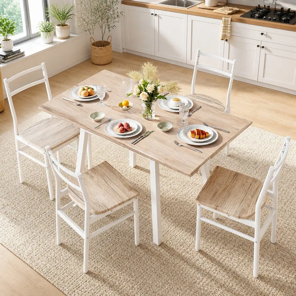 5-Piece Foldable Dining Table and Chairs Set