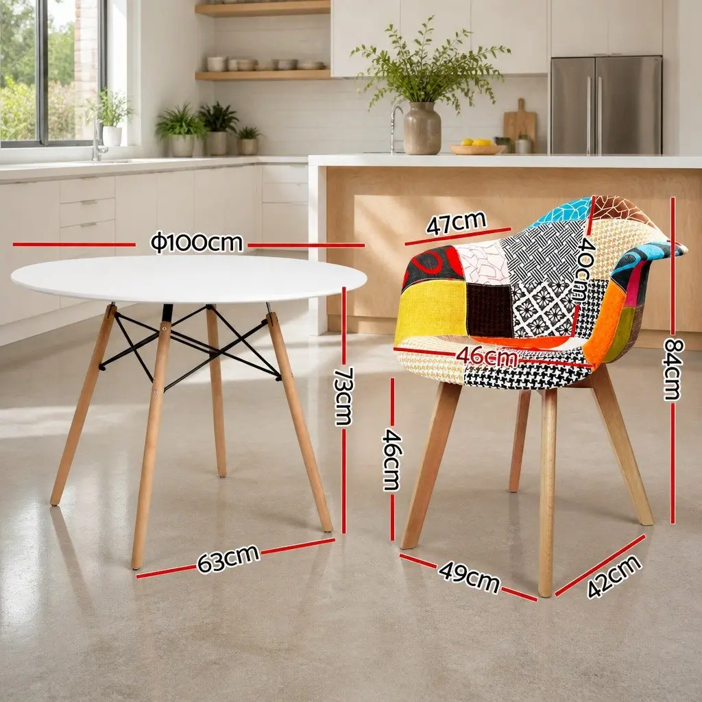 Round Dining Table and 4 Chairs Set