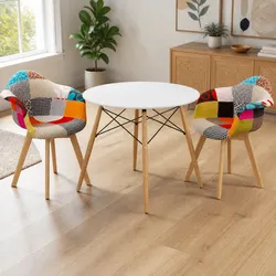 Round White Dining Table and Chairs 90cm Set