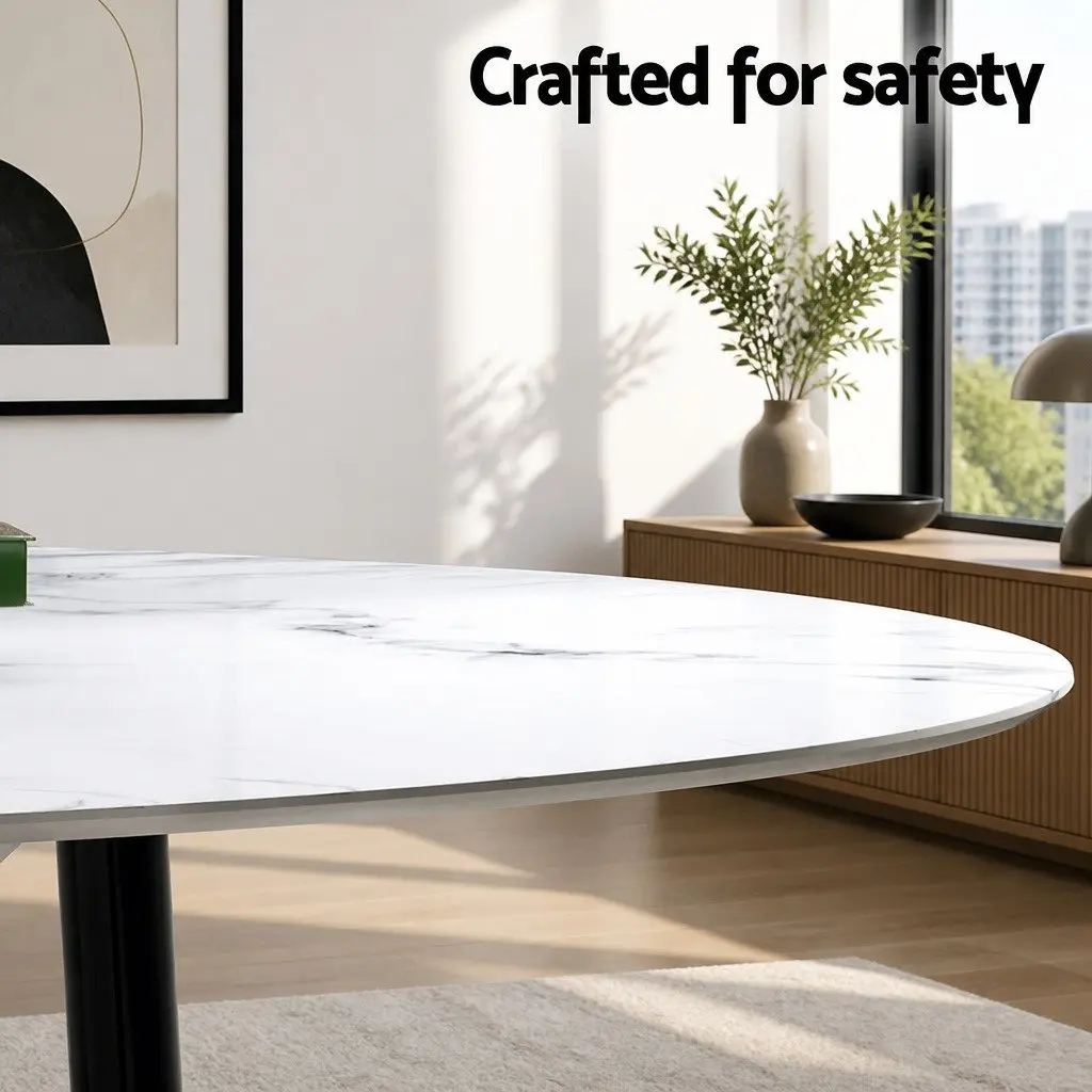 Round Marble Dining Table with 4 Industrial Chairs Set