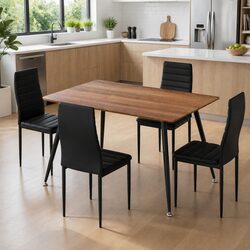Dining Table and 4 Chairs Set Rectangle Industrial Style Metal Legs Kitchen