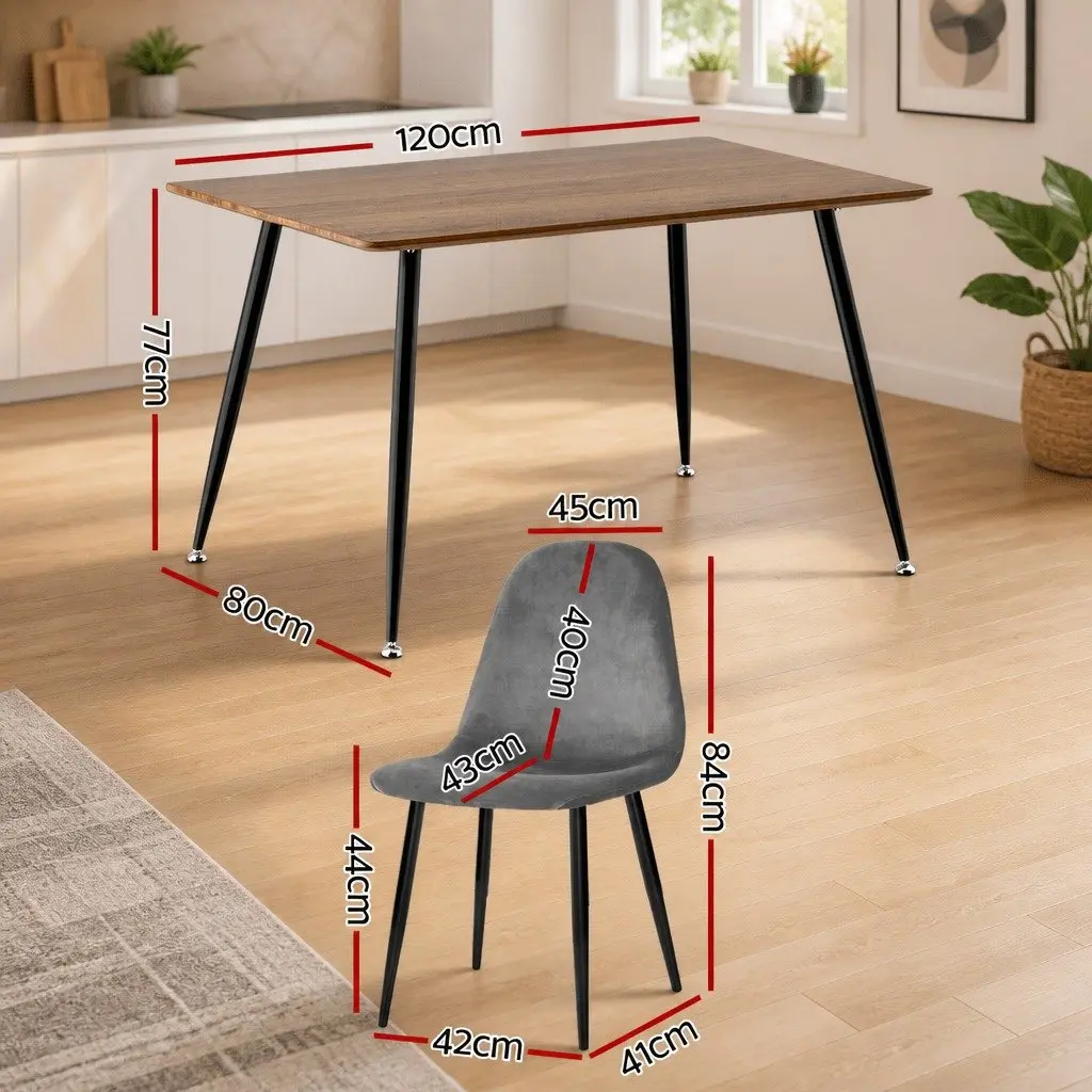 Industrial Style 5-Piece Dining Set with Chairs
