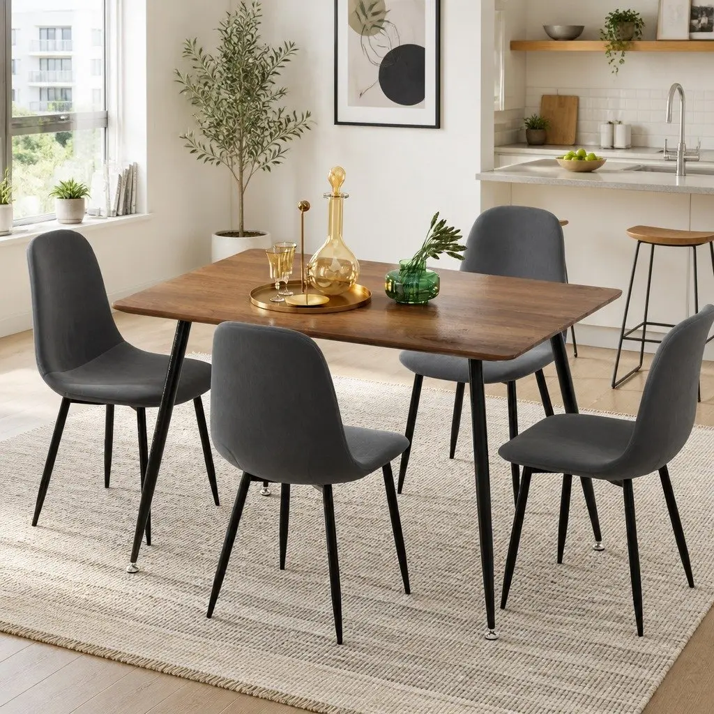 Industrial Style 5-Piece Dining Set with Chairs