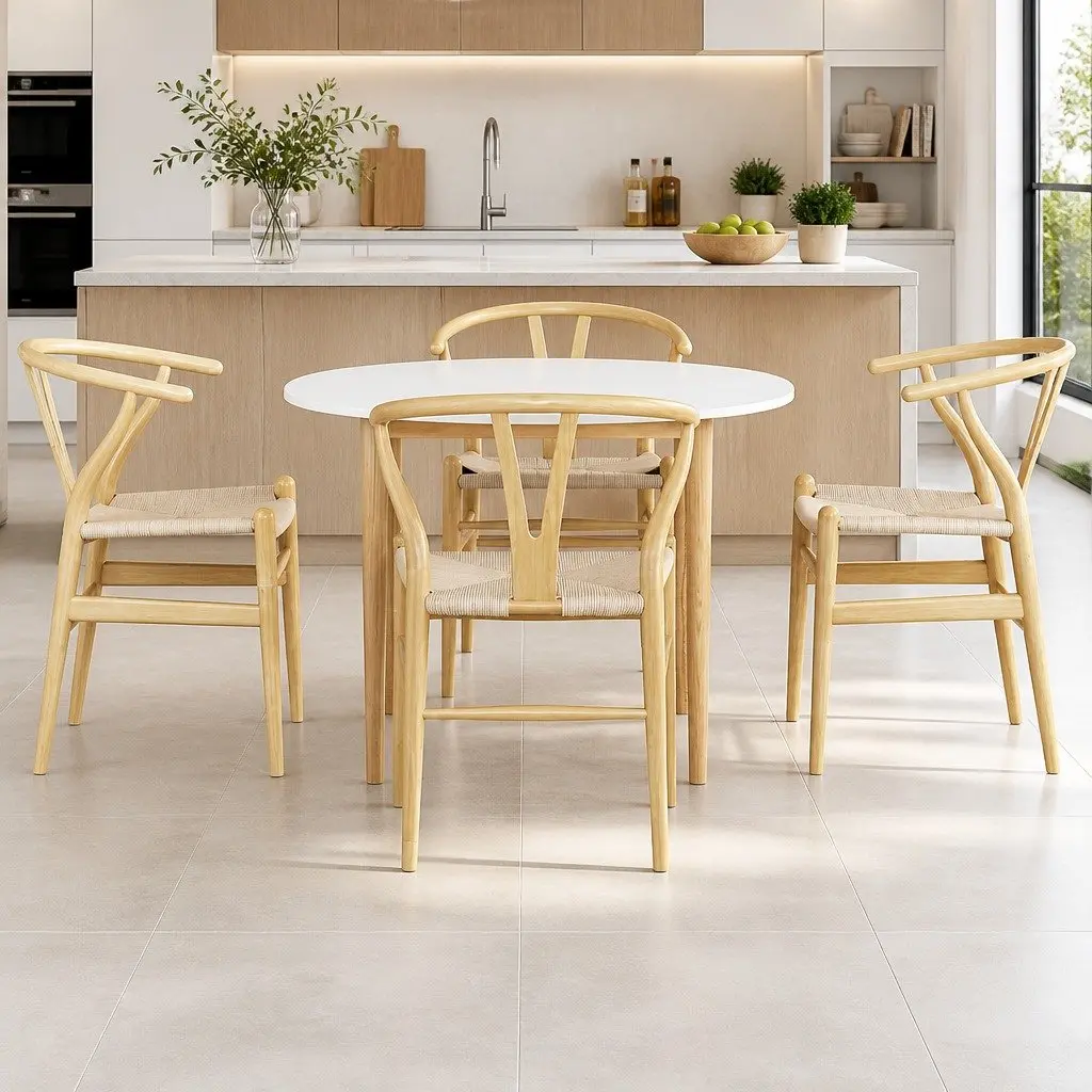 Round Dining Table and 4 Chairs Set