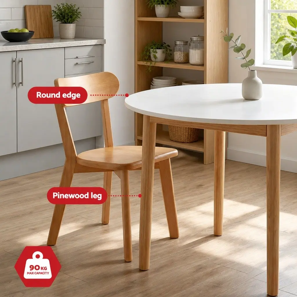 5-Piece Round Dining Set with White Table and Chairs