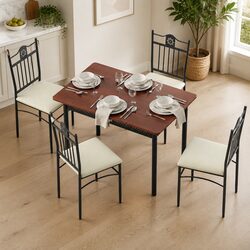 Compact 5-Piece Dining Set with Upholstered Chairs
