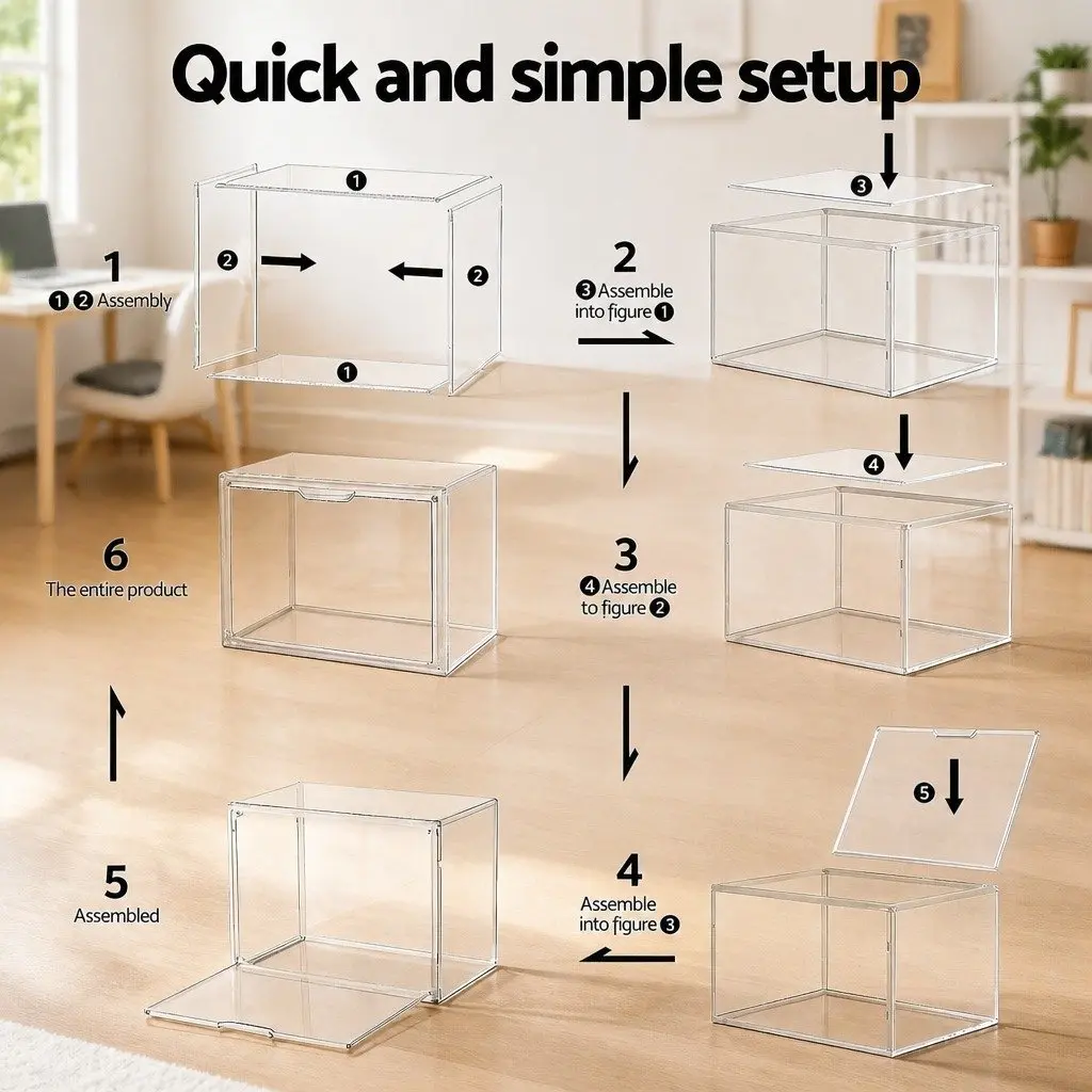 Clear Acrylic Display Case 2 Pack Stackable Storage Box Toys Collectibles