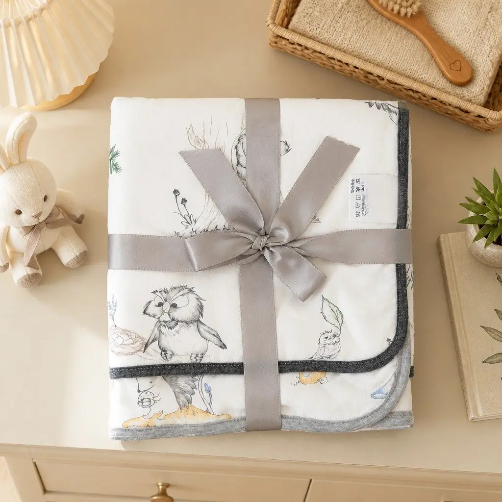 Baby Burp Cloths Bamboo Cotton Gauze 2 Piece Forest Kingdom Print