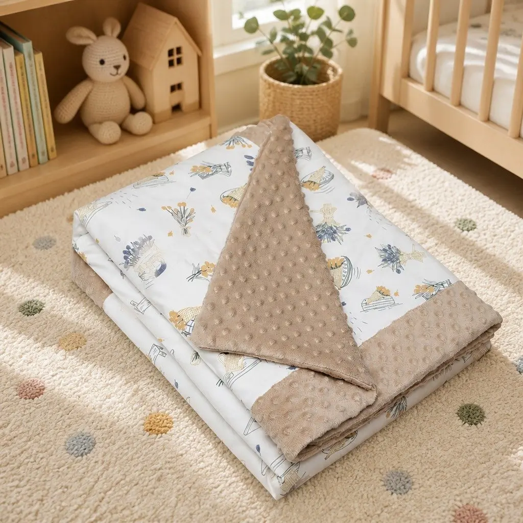 Kids Padded Minky Cotton Blanket 2.5 Tog 2 Layers Bamboo Blend Soft Gentle Texture