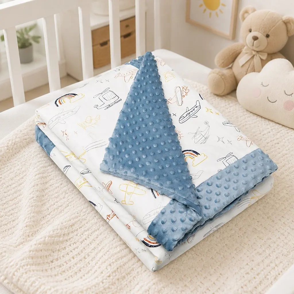 Kids Padded Minky Cotton Blanket 2.5 Tog 2 Layers Bamboo Blend Soft Gentle Texture