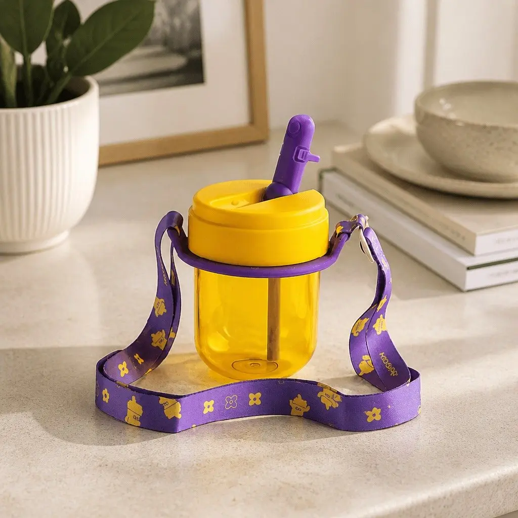 Coffee Cup Strap Holder Carrier Portable On-the-Go Beverage Container Purple