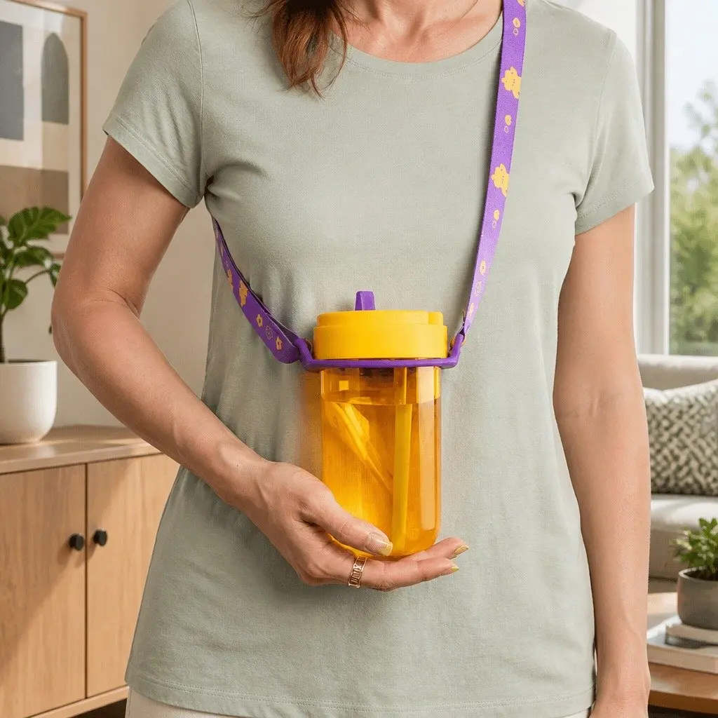 Coffee Cup Carrier Strap Holder in White