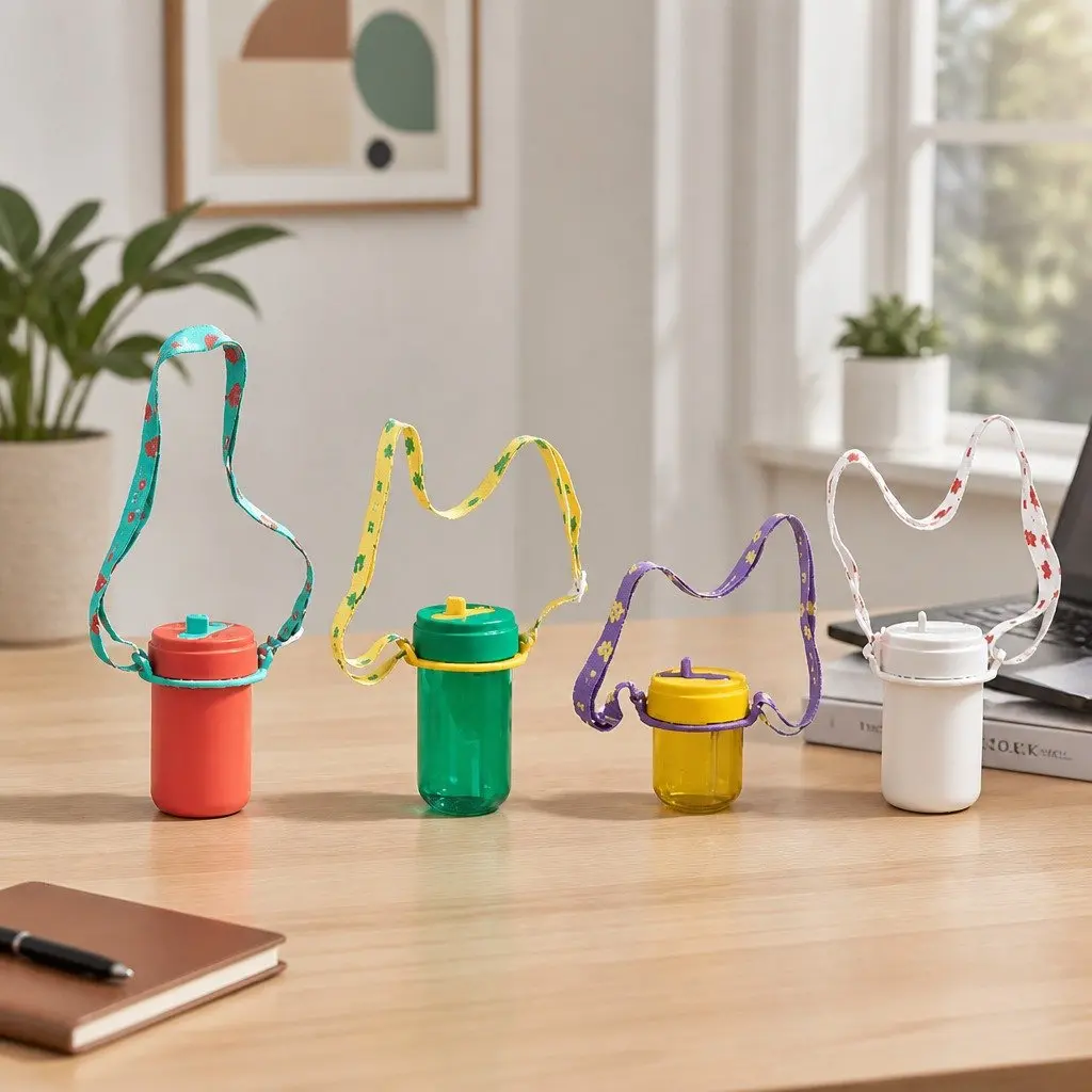 Coffee Cup Carrier Strap Holder in White