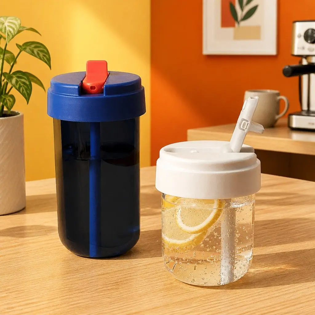 300ml Reusable Coffee Cup with Straw