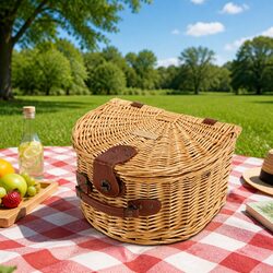 Handmade Semi Round Picnic Basket for Outdoor Dining