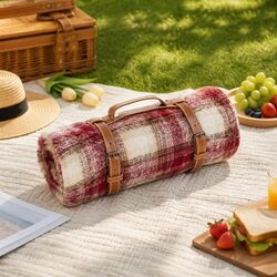 Durable British Plaid Picnic Mat 150x100cm Waterproof Red