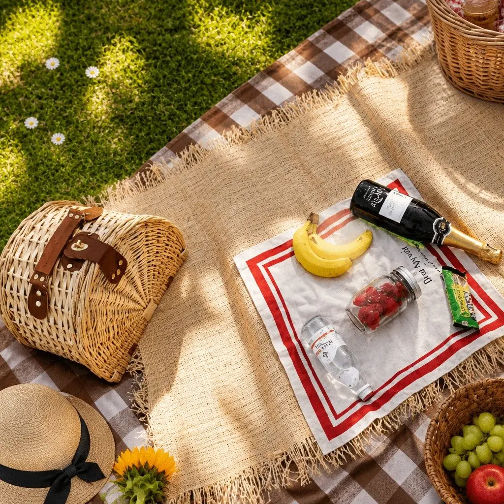 British Plaid Picnic Mat 150x100cm Waterproof Red