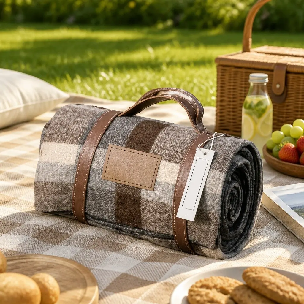 British Plaid Picnic Mat 150x100cm Waterproof Red