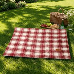 Medium Brown Plaid Picnic Mat 150x100cm for Outdoors