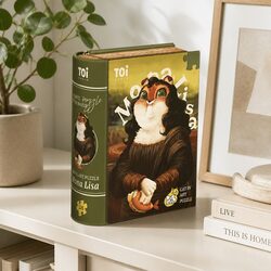 Mona Lisa Cat Puzzle - 126 Pieces in Tin Case