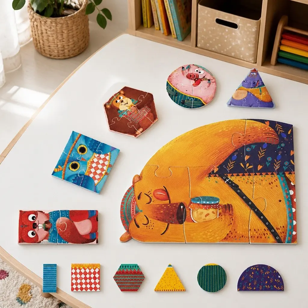 Puzzles Paper Cardboard 16cm Shape Animals Educational Toy