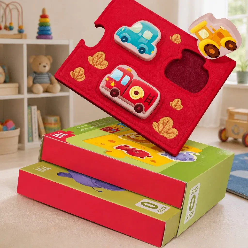 Leveled Puzzle Step 0 Felt Board with Wooden Pieces
