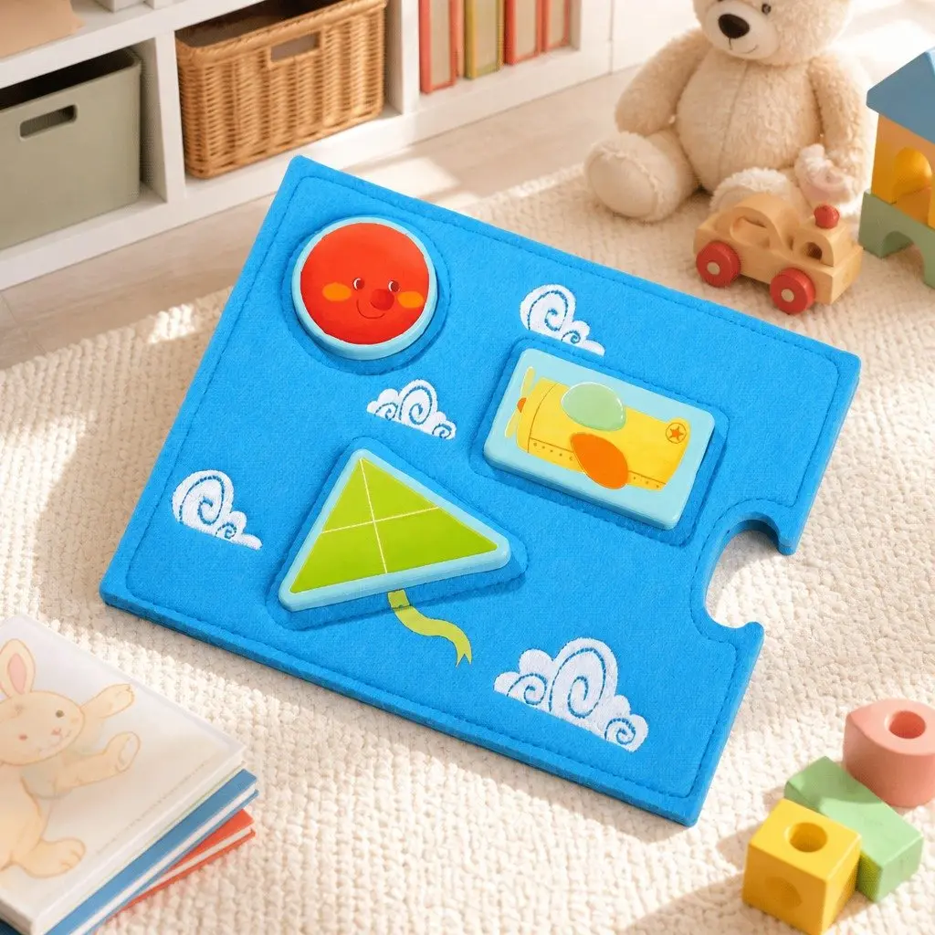 Leveled Puzzle Step 0 Felt Board with Wooden Pieces