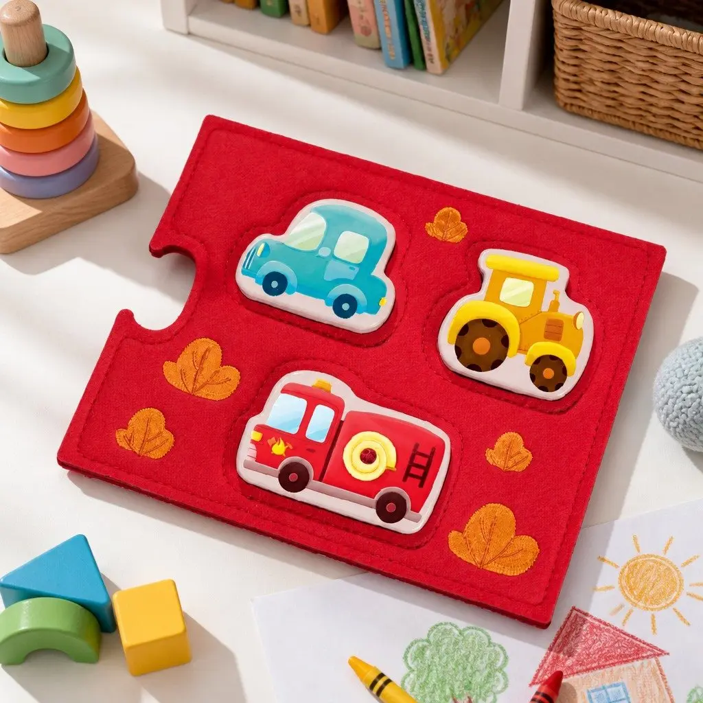 Leveled Puzzle Step 0 Felt Board with Wooden Pieces