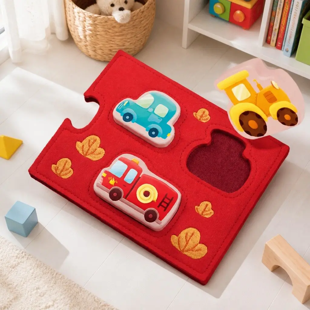Leveled Puzzle Step 0 Felt Board with Wooden Pieces