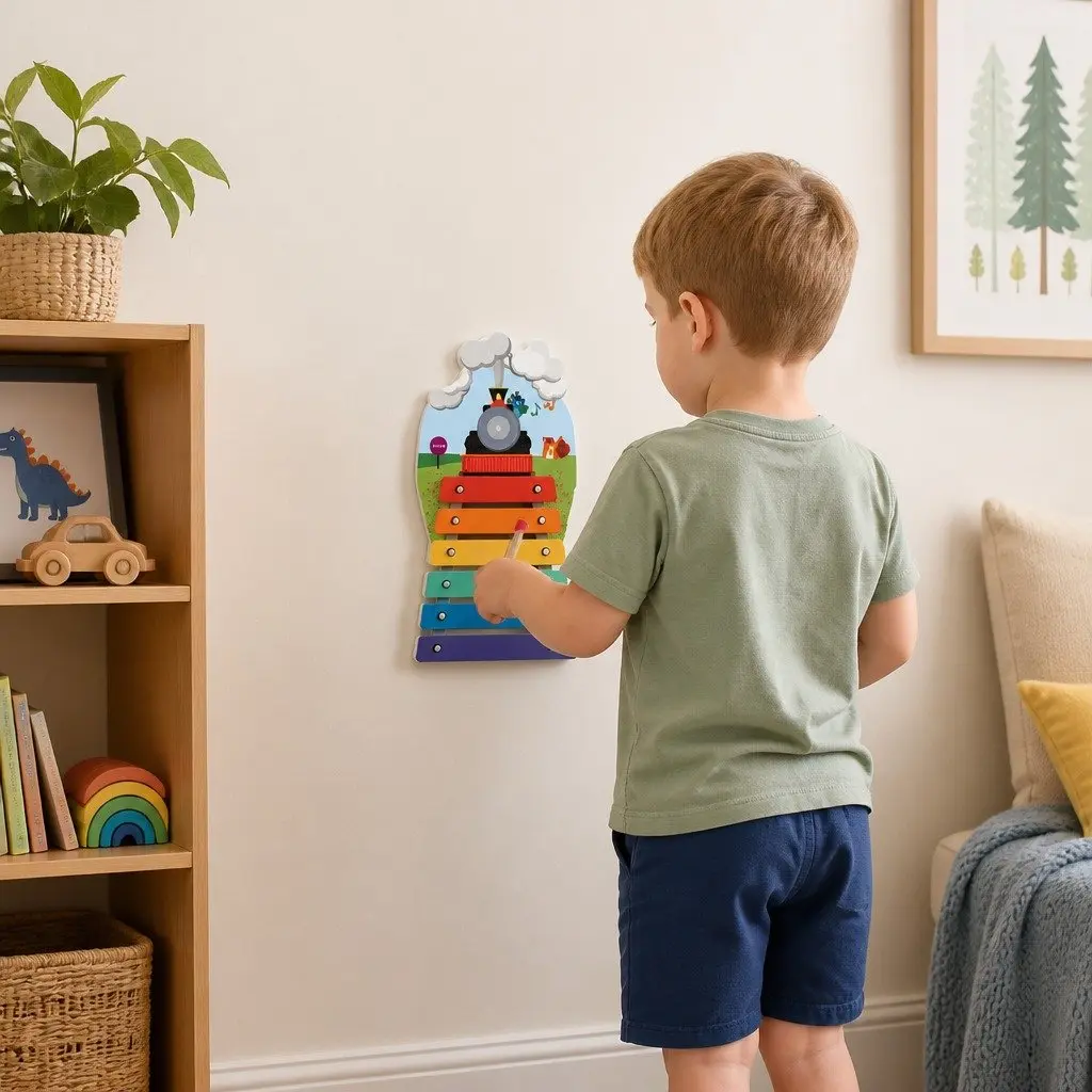 Wall-Mounted Musical Toy Rail Track Xylophone for Toddlers Age 2+ Educational
