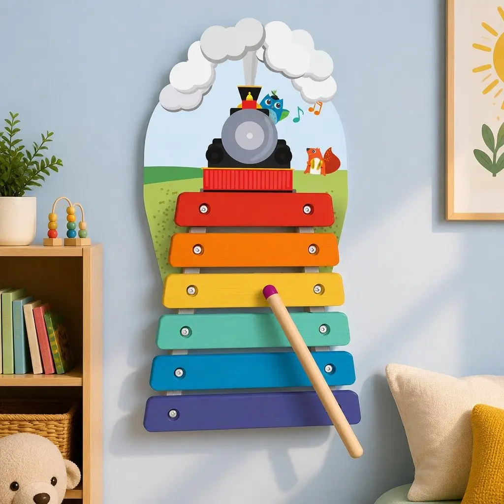 Wall-Mounted Musical Toy Rail Track Xylophone for Toddlers Age 2+ Educational